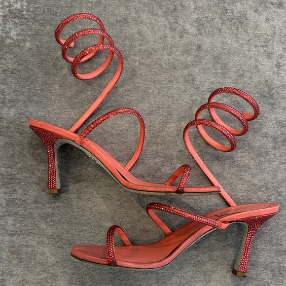 Rene Caovilla Red Strappy Women's Sandals size 8.5(38.5) - Picture 8 of 12